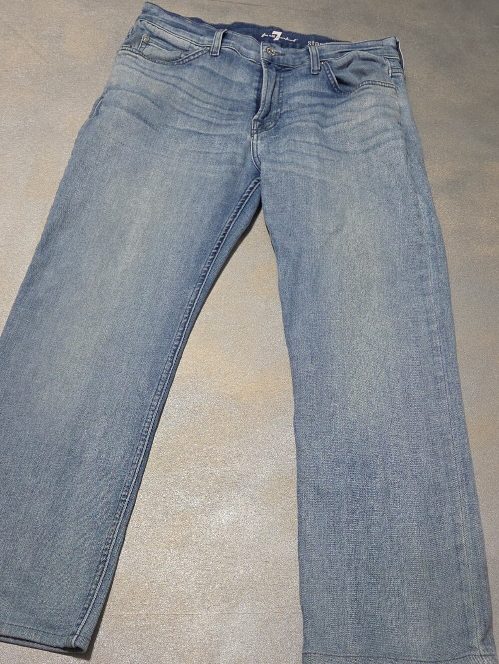 7 For All Mankind Straight Leg Jeans - Faded Blue Wash